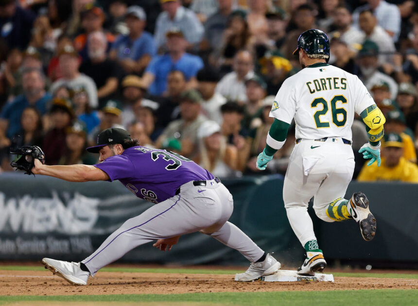 A’s beat Rockies 6-4 as Lawrence Butler scores on a throwing error and adds an RBI single