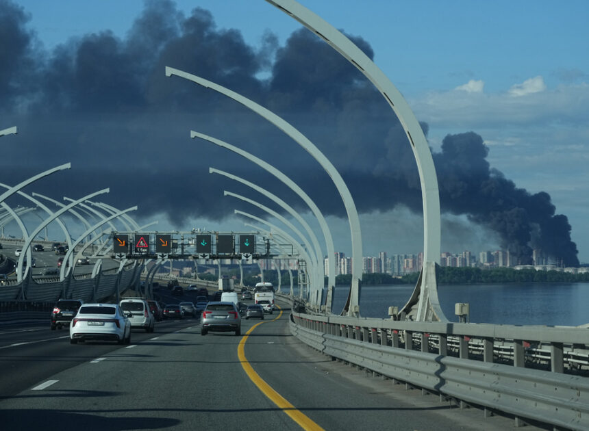 Ukrainian drones hit St Petersburg oil terminal before the Russian city hosts economic forum
