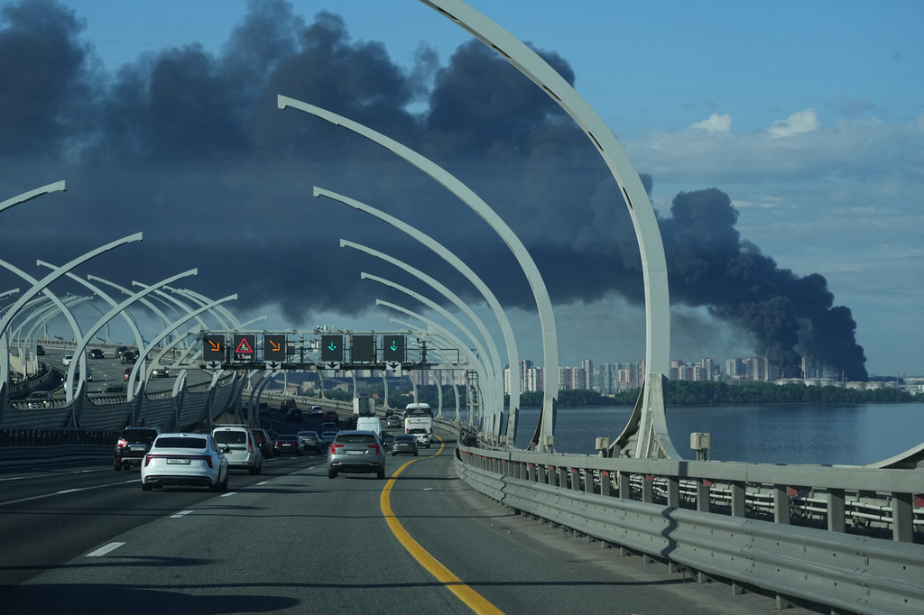 Ukrainian drones hit St Petersburg oil terminal before the Russian city hosts economic forum