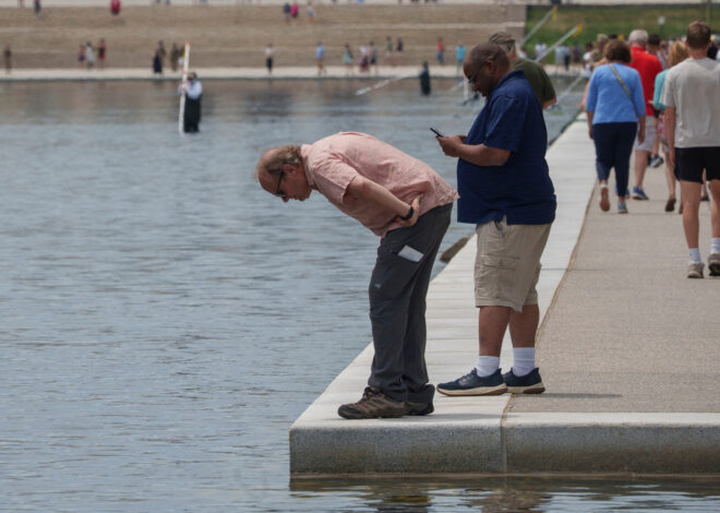 Patrols and nanobubbles on display at the Reflecting Pool as Trump looks for a renovation do-over