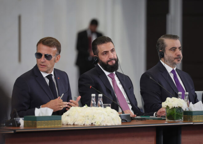 Explosions rock Syria’s capital as French President Macron visits