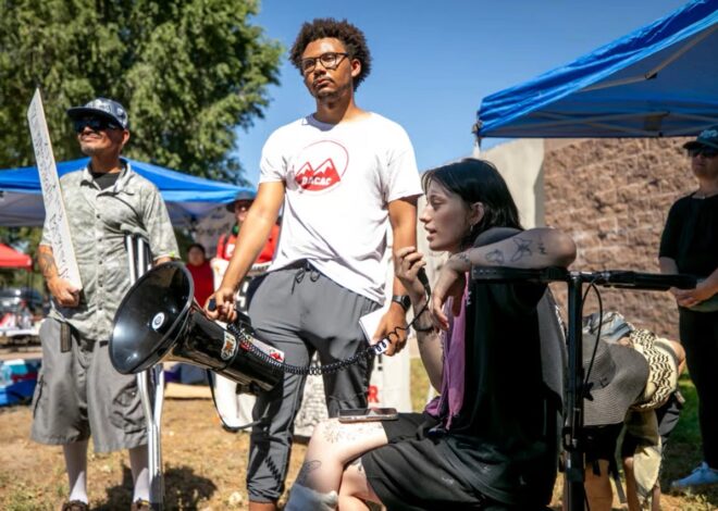 Shot protester Emma Landis returns to Aurora ICE facility site to speak out again