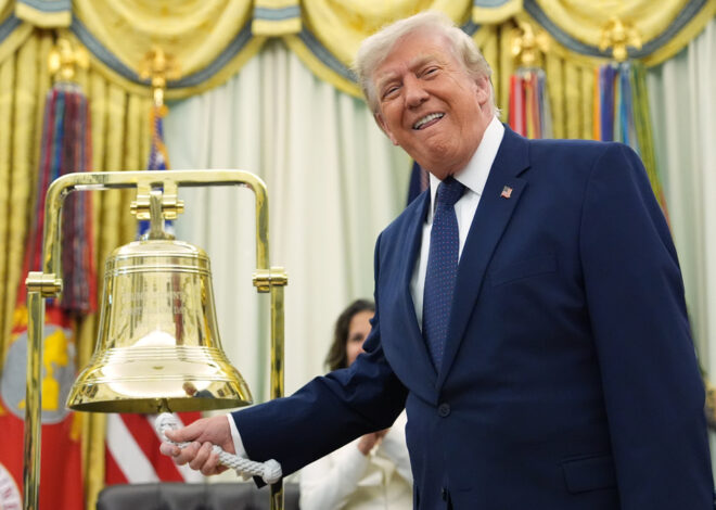 Trump rings Wall Street’s opening bells as he ties his presidency to stock market gains