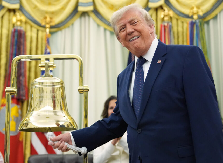 Trump rings Wall Street’s opening bells as he ties his presidency to stock market gains